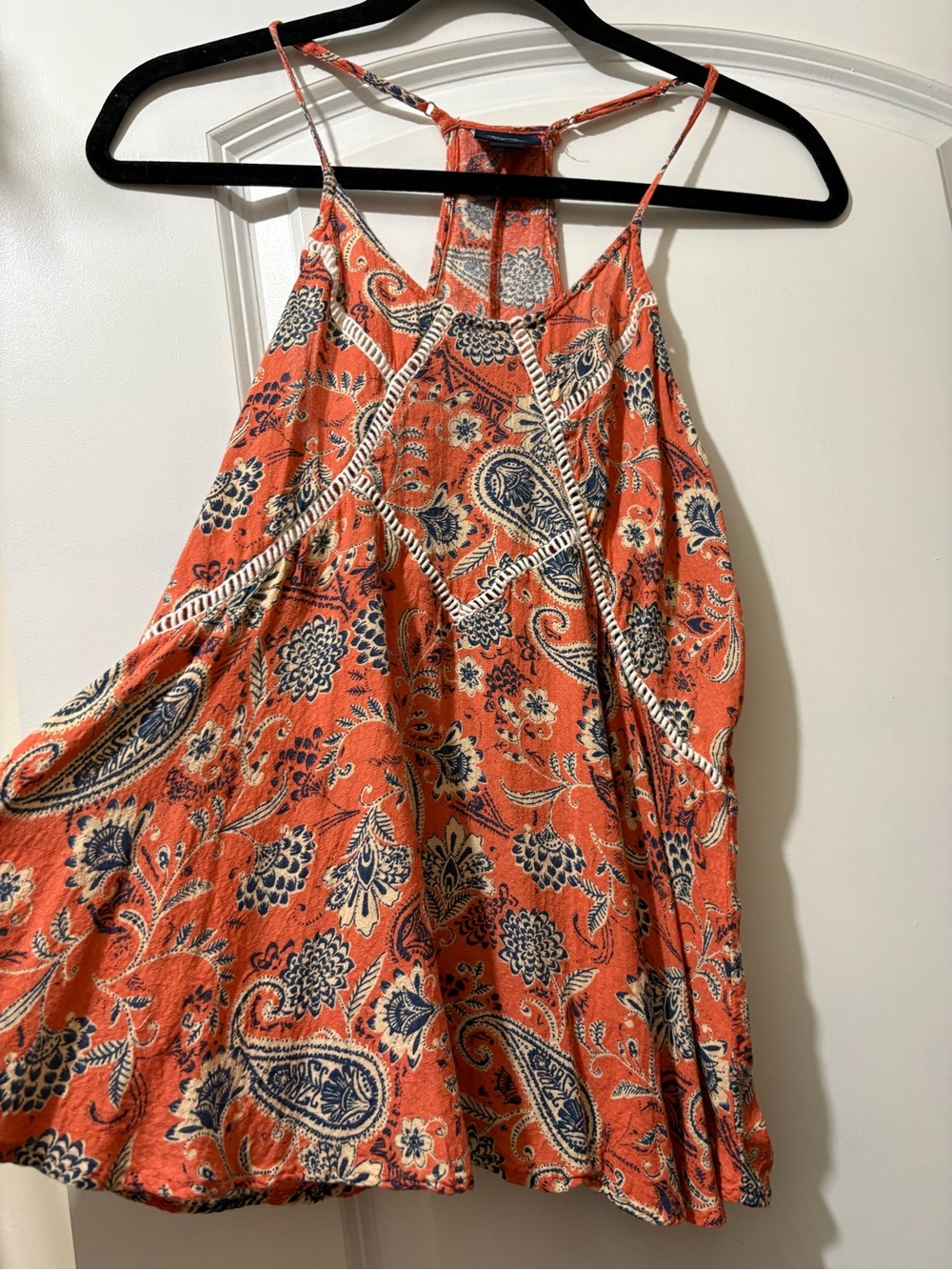 Daytrip Coral and Navy Paisley Halter Tank